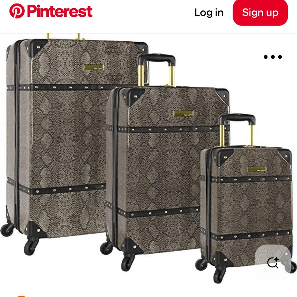 Rare Vince Camuto Python Print Rolling Carryon Suitcase in Gray/Taupe - Picture 7 of 7